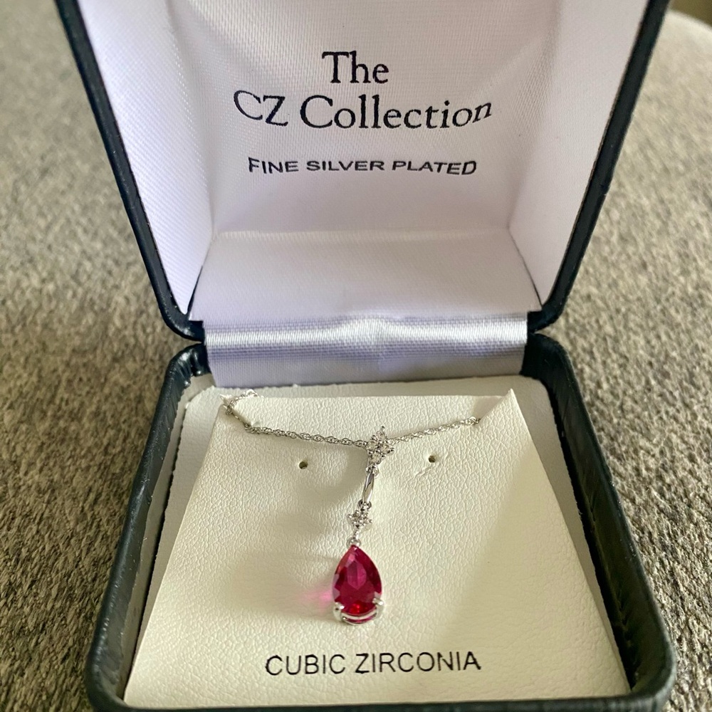 Red cubic zirconia necklace